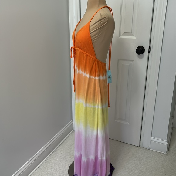 Debbie Katz South Beach Tie Dye Halter Maxi Cover Up Dress - Picture 3 of 7